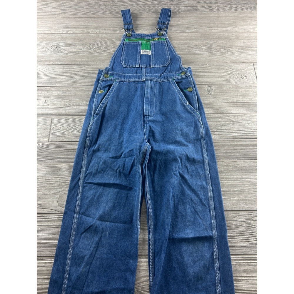 Liberty Denim Overalls Youth 16R Adjustable Straps Pockets Medium Wash Denim